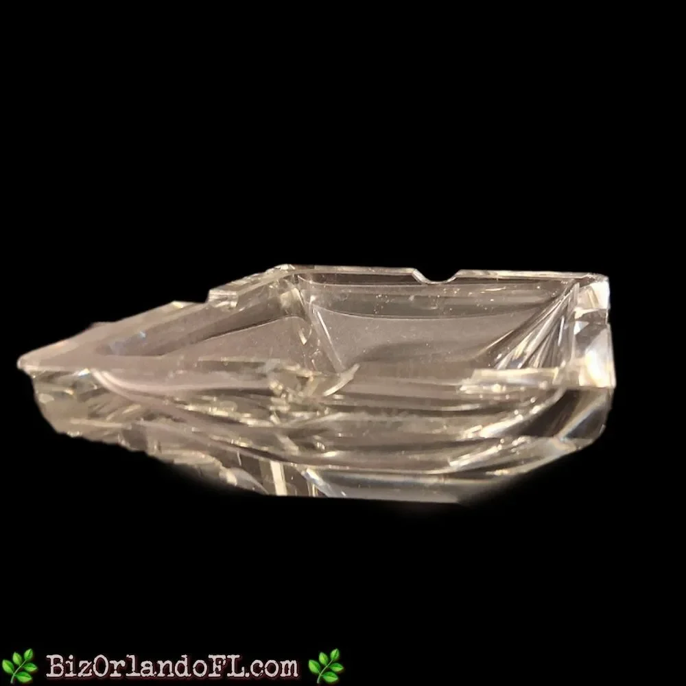 VINTAGE: Diamond Shaped Clear Glass  Cigar Ashtray Heavyweight 2-Slot 1950s RARE